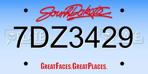 7DZ3429 South Dakota License Plate