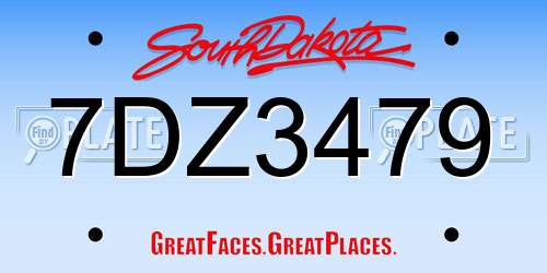 7DZ3479 South Dakota License Plate