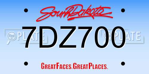 7DZ700 South Dakota License Plate