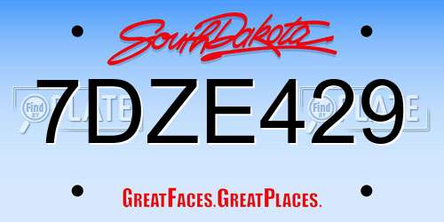 7DZE429 South Dakota License Plate