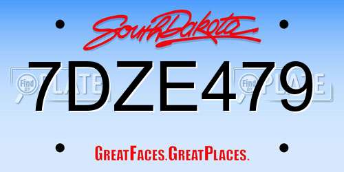 7DZE479 South Dakota License Plate