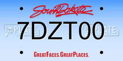 7DZT00 South Dakota License Plate