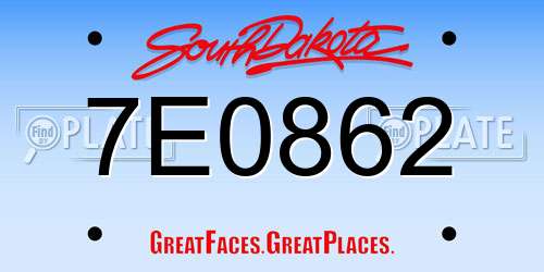 7E0862 South Dakota License Plate