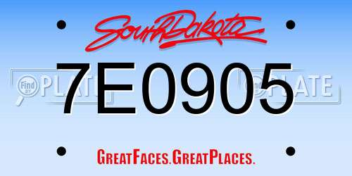 7E0905 South Dakota License Plate