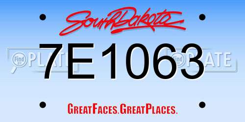 7E1063 South Dakota License Plate