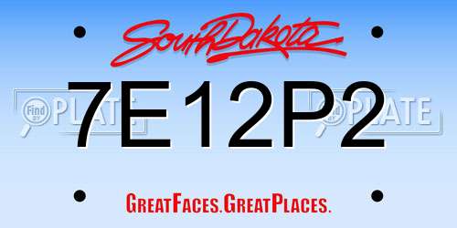 7E12P2 South Dakota License Plate