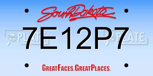 7E12P7 South Dakota License Plate
