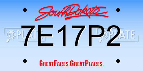7E17P2 South Dakota License Plate