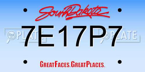 7E17P7 South Dakota License Plate