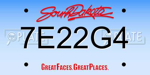 7E22G4 South Dakota License Plate