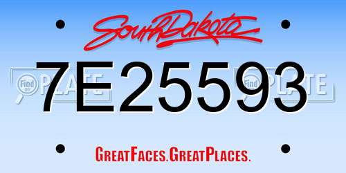 7E25593 South Dakota License Plate