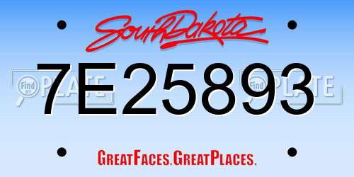 7E25893 South Dakota License Plate