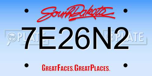 7E26N2 South Dakota License Plate