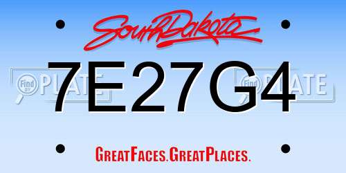 7E27G4 South Dakota License Plate