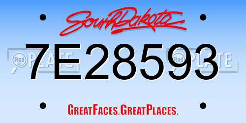 7E28593 South Dakota License Plate