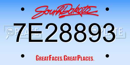 7E28893 South Dakota License Plate