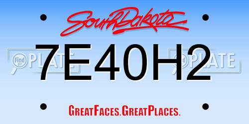 7E40H2 South Dakota License Plate