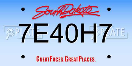 7E40H7 South Dakota License Plate