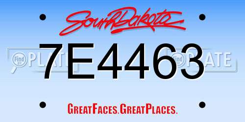 7E4463 South Dakota License Plate