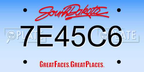 7E45C6 South Dakota License Plate