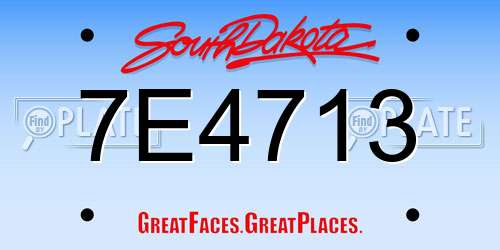7E4713 South Dakota License Plate