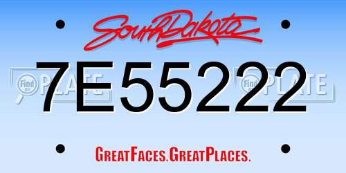 7E55222 South Dakota License Plate