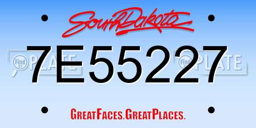 7E55227 South Dakota License Plate