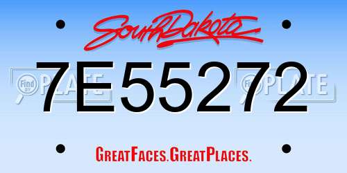 7E55272 South Dakota License Plate