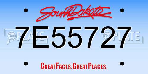7E55727 South Dakota License Plate