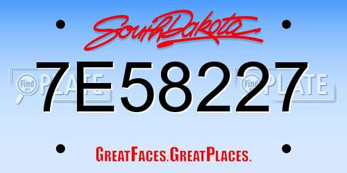 7E58227 South Dakota License Plate