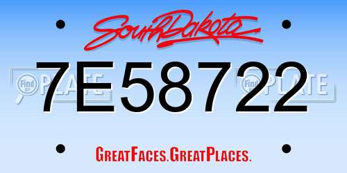 7E58722 South Dakota License Plate