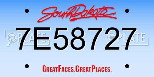 7E58727 South Dakota License Plate