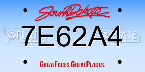 7E62A4 South Dakota License Plate
