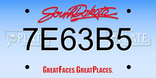 7E63B5 South Dakota License Plate