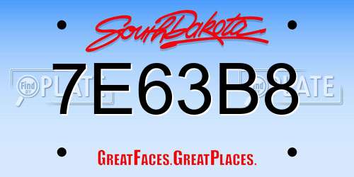 7E63B8 South Dakota License Plate