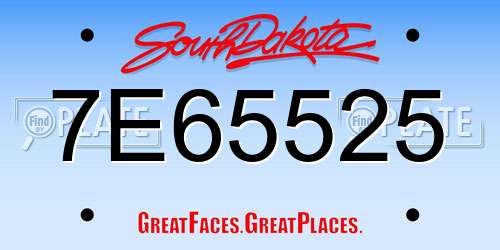 7E65525 South Dakota License Plate