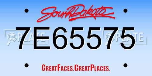 7E65575 South Dakota License Plate