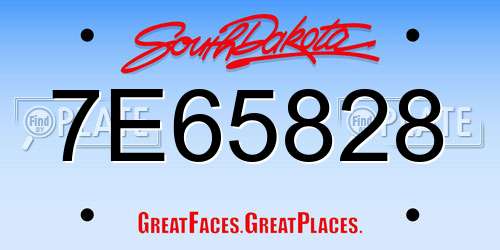 7E65828 South Dakota License Plate