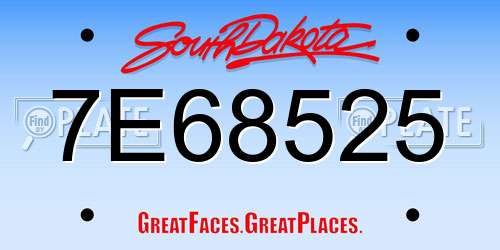 7E68525 South Dakota License Plate