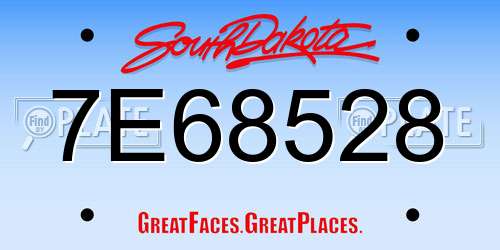 7E68528 South Dakota License Plate