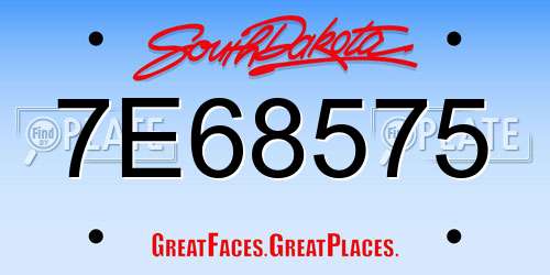 7E68575 South Dakota License Plate