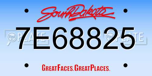 7E68825 South Dakota License Plate