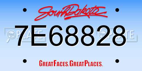 7E68828 South Dakota License Plate