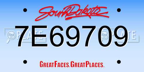 7E69709 South Dakota License Plate