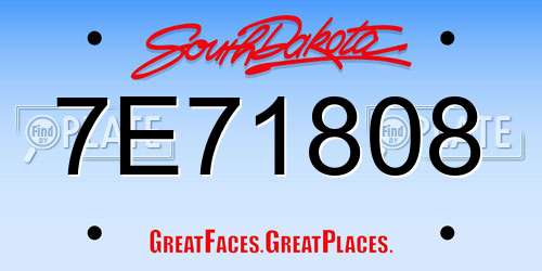 7E71808 South Dakota License Plate