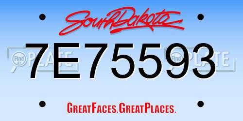 7E75593 South Dakota License Plate