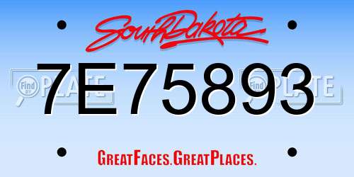 7E75893 South Dakota License Plate