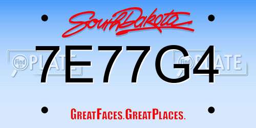 7E77G4 South Dakota License Plate