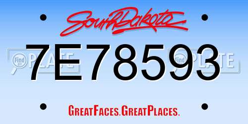 7E78593 South Dakota License Plate