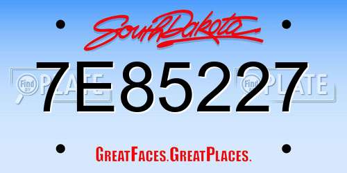 7E85227 South Dakota License Plate